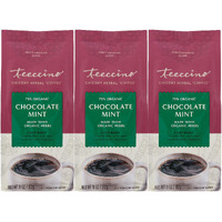 Teeccino Chocolate Mint Chicory Coffee Alternative - Ground Herbal Coffee Thats Prebiotic, Caffeine Free & Acid Free, Light Roast, 11 Ounce (Pack Of 3)