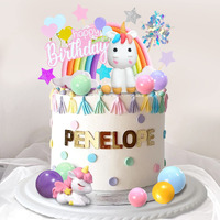 18 Pcs Unicorn Cake Topper, Unicorn Rainbow Cake Decorations With Rainbow Stars Unicorn Foil Firework Balls Happy Birthday Cake Decorations For Boys Girls Kids Birthday (Style 1)
