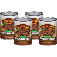 Keystone All Natural Ground Beef 14 Ounce Long Term Emergency Survival Food Canned Meat | Fully Cooked Ready To Eat | Gluten Free Family Pack Of 4