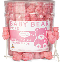 Pink Bear Pops Lollipop Suckers: Individually Wrapped Baby Bear Candy On A Stick By Espeez - Bubble Gum Bears (115 Count)