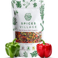 Spices Village Dehydrated Red And Green Bell Peppers Mix, Dried Bell Pepper Flakes, 16 Oz (1 Lb), Dried Ramen Toppings, Bulk Dried Vegetables For Soup Mix, Kosher, Gluten Free, Non Gmo