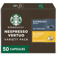 Starbucks By Nespresso Vertuo, Blonde & Dark Roast Variety Pack Coffee & Espresso, 50-Count Coffee And Espresso Pods, Brews 7.8 Oz And 1.35 Oz.