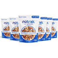 Nutrail Nut Granola, Blueberry Cinnamon, No Sugar Added, Gluten Free, Grain Free, Keto, Low Carb, Healthy Breakfast Cereal 8 Oz. 6 Count
