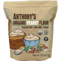 Anthony's Organic Peanut Flour, Defatted, 2 Lb, Light Roast 12% Fat, Verified Gluten Free