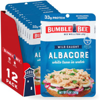 Bumble Bee Solid White Albacore Tuna In Water, 5 Oz Pouch (Pack Of 12) - Wild Caught Tuna - 33G Protein Per Serving, High In Omega-3S - Non-Gmo, Gluten Free, Kosher - No Draining Required