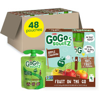 Gogo Squeez Fruit On The Go, Apple Cinnamon, 3.2 Oz (Pack Of 48), Unsweetened Fruit Snacks For Kids, Gluten Free, Nut Free And Dairy Free, Recloseable Cap, Bpa Free Pouches