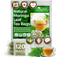 Tog999, Premium 120 Moringa Leaf Tea Bags, 100% Natural & Pure From Moringa Leaves. Loose Leaf Moringa Herbal Tea. Moringa Leaf Tea. No Sugar, No Caffeine, No Gluten, Vegan.
