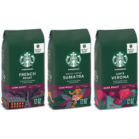 Starbucks Dark Roast Whole Bean Coffee, Variety Pack, 3 Bags (12 Oz Each)