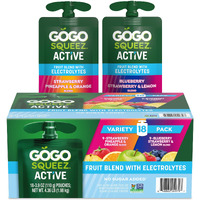 Gogo Squeez Active Fruit Blend With Electrolytes | 18-Count Variety Pack | Blueberry Strawberry Lemon & Strawberry Pineapple Orange | Made With Real Fruit And Antioxidants Vitamin A, Vitamin E, & Vitamin C