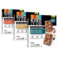 Kind Zero Added Sugar Bars, Keto Friendly Snacks, Variety Pack, 6.2Oz Box (15 Bars)