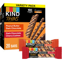 Kind Thins Variety Pack, Peanut Butter Dark Chocolate, Dark Chocolate Cherry Cashew, Healthy Snacks, Low Calorie, 20 Count