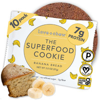 Love + Chew Tasty, Gluten Free Cookies - Banana Bread 10 Count - Vegan - Healthy, Paleo, Non Gmo Snacks - Individually Wrapped, Soft Baked Cookies - Made From High Protein Almonds - 2 Ounce Each