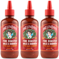 Melindas Fire Roasted Garlic & Habanero Hot Sauce - Craft Hot Sauce With Slow Roasted Garlic, Roasted Habanero Peppers, Lime Juice - Richy & Smoky Habanero Hot Sauce 12Oz, 3 Pack
