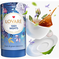 Lovare 1001 Nights Loose Leaf Tea 80 G - Made In Ukraine - Black And Green Tea, Apple, Cornflower, Calendula, Rose, Safflower Petals, Rosebuds - Gift Box With 15 Paper Filters