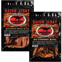Jurassic Jerkys Carnivore Candy Bacon Jerky Sweet    Sampler - Old Fashioned Maple - Applewood Smoke Flavor - (2) 2 Oz Bags.