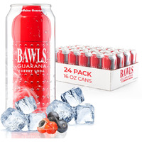 Bawls Guarana Cherry, Bawls Guarana Drink, Guarana Soda, Guarana Fueled Soda For Energy, High Energy Caffeinated Drink, 16Oz 24 Pack Cans