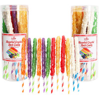 Fusion Select 24 Crystal Rock Candy Sticks - Sweet Hard Sugar Lollipop Snacks With Strong Flavors - Assorted Large, Individually Wrapped Candies - Colored Buffet Treats & Party Favors For Kids