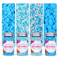 Blue Sprinkles Set, Edible Winter Sprinkles For Cake Decorating, White Nonpareils Sprinkles For Cupcake Toppers Baking Cookies Ice Cream Dounts Christmas Decoration(7.04 Oz)
