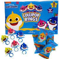 Imaginings 3 Baby Shark Lollipop Rings, Individually Wrapped Birthday Party Favors And Supplies, Character Shaped Assorted Fruit Flavored Lollipops, Candy Easter Basket Stuffers, 20 Ring, 0.84 Ounces
