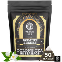 Jasmine Oolong Tea Bags, 50 Count Plant Based Gluten Free High Mountain Oolong Tea - Unsweetened Tea | Light & Floral | Hot Brew, Iced Or Kombucha Tea | Relaxation Tea | Loose Leaf Tea Bags