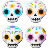 Ncs Day Of The Dead, Dia De Muerto, Skull Edible Sugar Cake Toppers, 12 Count - Great For Cupcakes, Cookies, Donuts Cakes, Cakes Pops