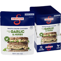 Swanson Garlic And Herbs White Chunk Fully Cooked Chicken, Ready To Eat, Simple On-The-Go Meals, 2.6 Oz Pouch (Case Of 12)