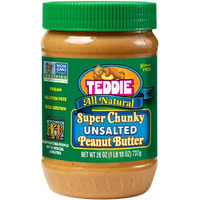 Teddie All Natural Peanut Butter, Gluten Free & Vegan, 26 Ounce Plastic Jar (26 Ounce (Pack Of 1), Super Chunky Unsalted)