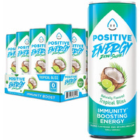 Positive Energy Beverage Tropical Bliss | 12-Oz Can, Pack Of 12 | Zero Sugar Energy Drink, Supports Immunity And Hydration