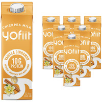 Yofiit Vanilla Cinnamon Plant Based Milk With Pea Protein And Flax - More Protein Than Almond Milk - Non Dairy Coffee Creamer, Vegan & Shelf Stable | 10G Protein - 6 Pack