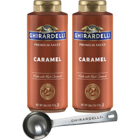 Ghirardelli Caramel Sauce, 16 Ounce Squeeze Bottle (Pack Of 2) With Ghirardelli Stamped Barista Spoon