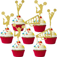 36 Pieces Cheerleader Cupcake Toppers Glitter Cheerleading Gymnastics Cupcake Picks Cheer Team Cake Decorations Gymnast Girl Toothpicks Cake Decor For Girls Birthday Party Favors Supplies