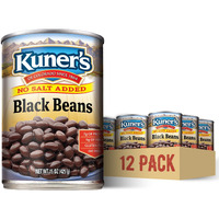 Kuner's No Salt Added Canned Black Beans, Plant Protein And Fiber, Gluten Free, Vegan, Fat Free, 12 Pack Of 15 Oz Cans