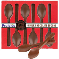 Fruidles Milk Chocolate Spoons, Candy Hot Chocolate Stirring Edible Spoons, Gourmet Milk Cocoa Edible Spoon Stirrers, Non-Gmo, Dairy, 2.12 Oz (6 Spoons Per Box) (12-Pack)