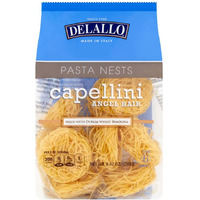 Delallo Capellini Egg Pasta Nests, Angel Hair Long-Cut Pasta, 8.8Oz Bag