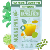 Moong Pani Vegetable Broth Soup Powder (Mint, Lime & Turmeric) Gluten-Free, Lower Sodium, Detox, All Natural, Keto, Fiber Protein, Plant-Based Mung Bean,9 Servings