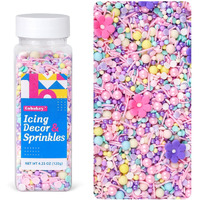 Edible Colorful Sprinkles For Decorating, 10 Pieces 4 Color Flowers Icing Decorations - Pastel Sprinkles For Cookie Decorating, Spring Sprinkles Cupcake Topper, Ice Cream, Candy Chocolate