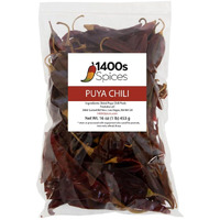 1Lb Puya Dried Whole Chile Peppers, Pulla Chili Seco Pods By 1400S Spices