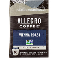 Allegro Coffee, Coffee Vienna Roast Pods 10 Count, 3.8 Ounce