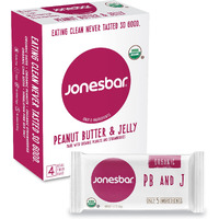 Jonesbar (Peanut Butter & Jelly, 4 Count (Pack Of 1)), Usda Organic Fruit & Nut Bar, Non-Gmo, Kosher, Vegan, Gluten Free, Simple Snack Bar