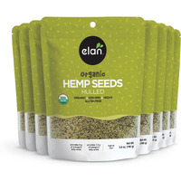 Elan Organic Hulled Hemp Seeds, Shelled Hemp Seeds, Raw Hemp Hearts, No Additives, Non-Gmo, Vegan, Gluten-Free, Source Of Omega-3 & Omega-6, High In Protein, 8 Pack Of 5.8 Oz