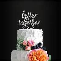 Glitter Silver Better Together Romantic Wedding Cake Topper, Elegant Cake Topper For Wedding Anniversary, Wedding Party Decorative Cake Toppers, Birthday Cake Topper Acrylic Cake Topper