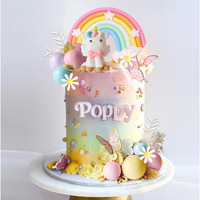 37 Pcs Unicorn Cake Topper, Unicorn Rainbow Cake Decorations With Rainbow Stars Unicorn Balls Happy Birthday Cake Decorations For Boys Girls Kids Birthday (Style 4)