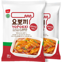 Yopokki Instant Halal Tteokbokki Pack (Sweet Mild Spicy, Pack Of 2) Korean Street Food With Sweet And Moderately Spicy Sauce Topokki Rice Cake - Quick & Easy To Prepare