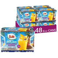 Dole 100% Pineapple Mango Juice, Excellent Source Of Vitamin C, 6 Fl Oz (Pack Of 6), 48 Total Cans