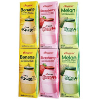 Binggrae Variety Banana, Strawberry, Melon Flavored Milk Drink 6 Packs