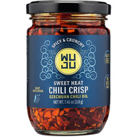 Wuju Sweet Chili Crisp - Crunchy Spicy Peppers, Chilies, Garlic Crisps, Sesame Seed In Szechuan Chili Oil, For Recipes, Toppings - 7.41 Ounce - 1 Pack