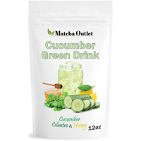 Green Drink Powder Cucumber Cilantro Honey Refresher Natural Superfood 12Oz Great For Loaded Tea Bubble Tea