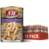 S & W Cannellini Beans (12 Pack), Vegan, Non-Gmo, Natural Gluten-Free Bean, Sourced And Packaged In The Usa (15 Ounce Can)