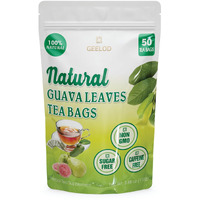 50 Premium Guava Leaf Tea Bags, 100% Natural And Pure From Guava Leaves. Loose Leaf Guava Herbal Tea. Guava Leaf Tea. No Sugar, No Caffeine, No Gluten, Vegan.