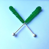 Classic Rock Candy Sticks, Sugar Rock Crystal Lollipops, Individually Wrapped (Pack Of 12, Green Apple)